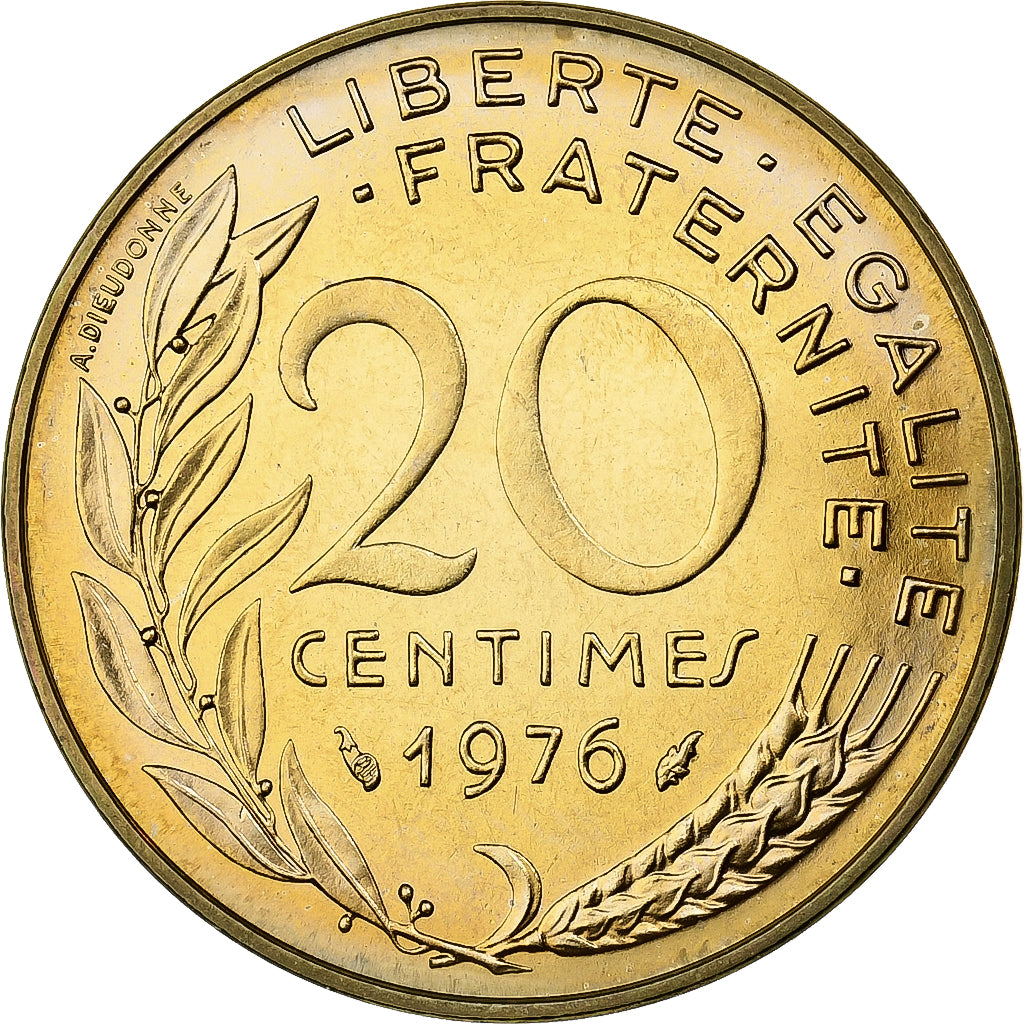 Frankreich, 20 Centimes, Marianne, 1976, MDP, série FDC, Aluminum-Bronze, STGL