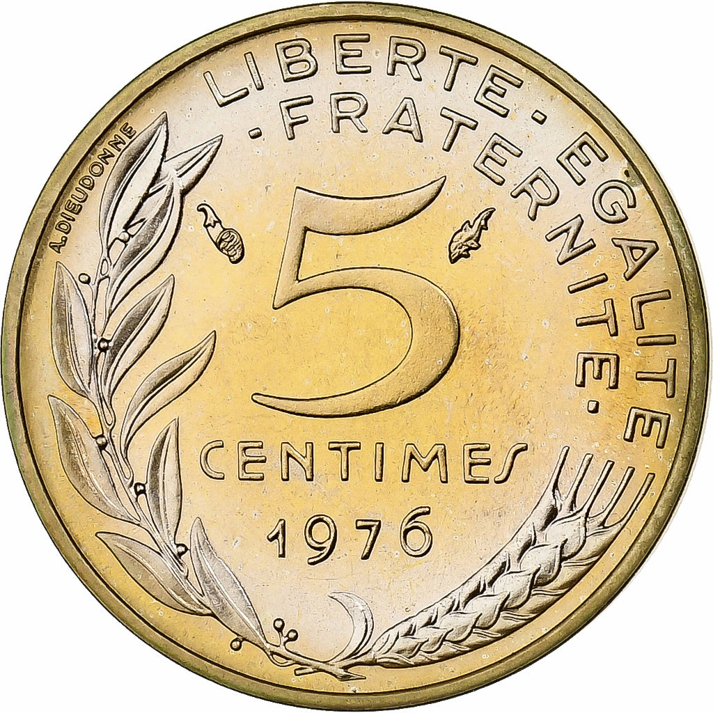 Frankrijk, 5 Centimes, Marianne, 1976, MDP, série FDC, Aluminum-Bronze, FDC