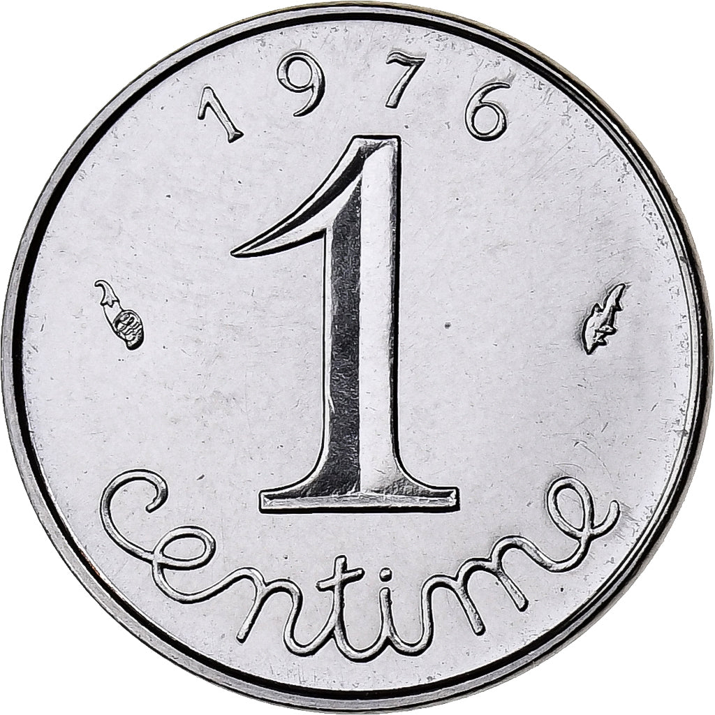 Francia, 1 Centime, Épi, 1976, Paris, série FDC, Acciaio inossidabile, FDC