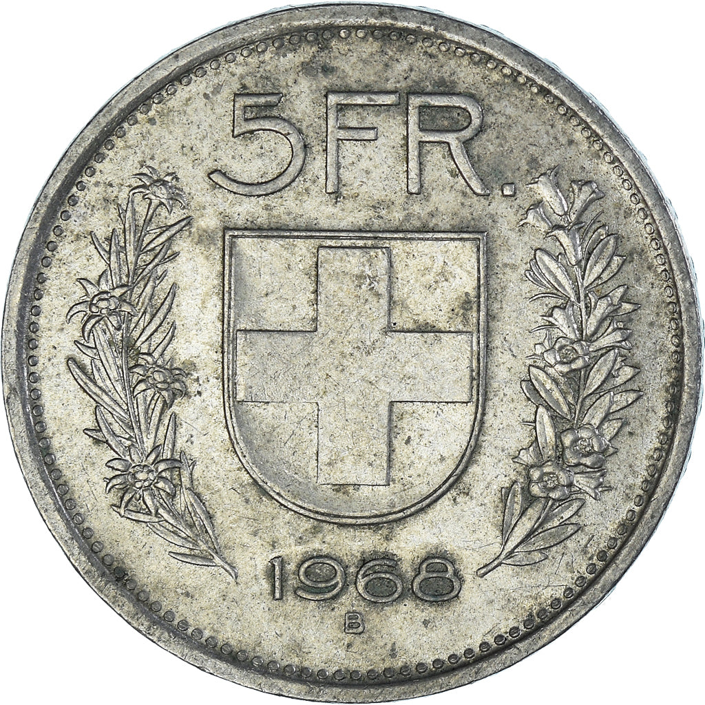 Moeda, Suíça, 5 Francs, 1968