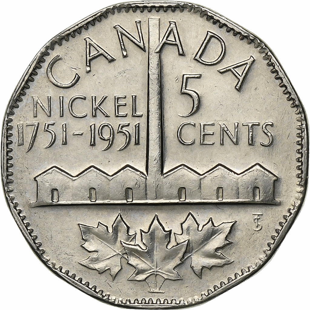 Canada, George VI, 5 Cents, Discovery of Nickel, 1951, Ottawa, Nickel, MS(60-62)