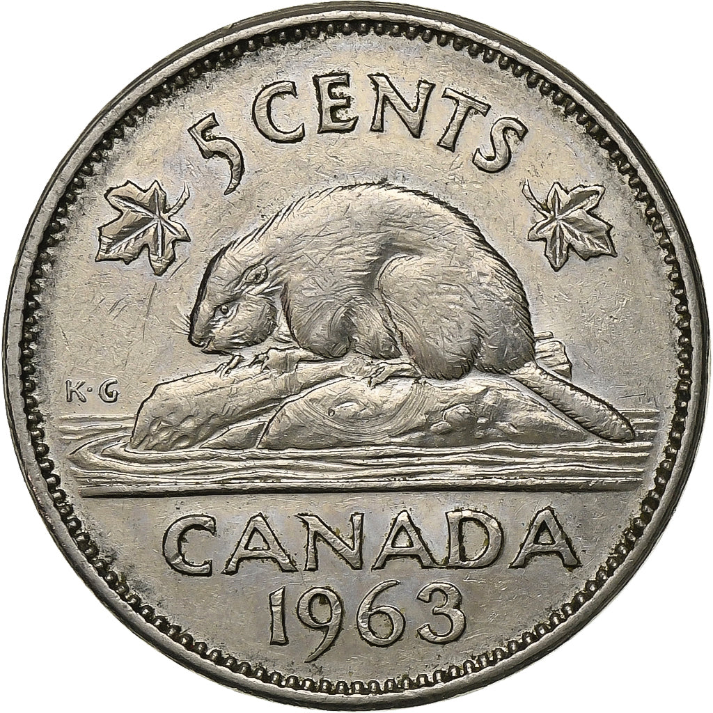 Canada, Elizabeth II, 5 Cents, 1963, Ottawa, Nickel, AU(50-53)