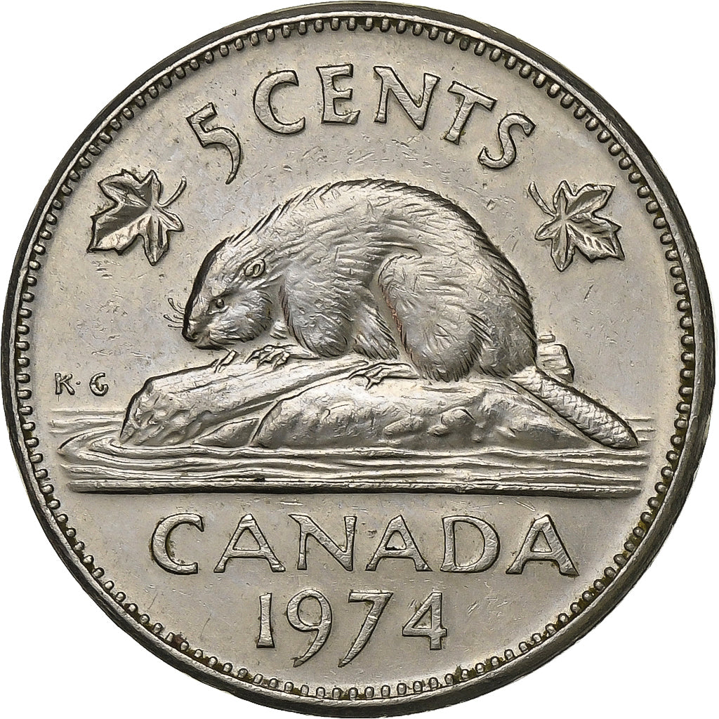 Canada, Elizabeth II, 5 Cents, 1974, Ottawa, Nickel, PR