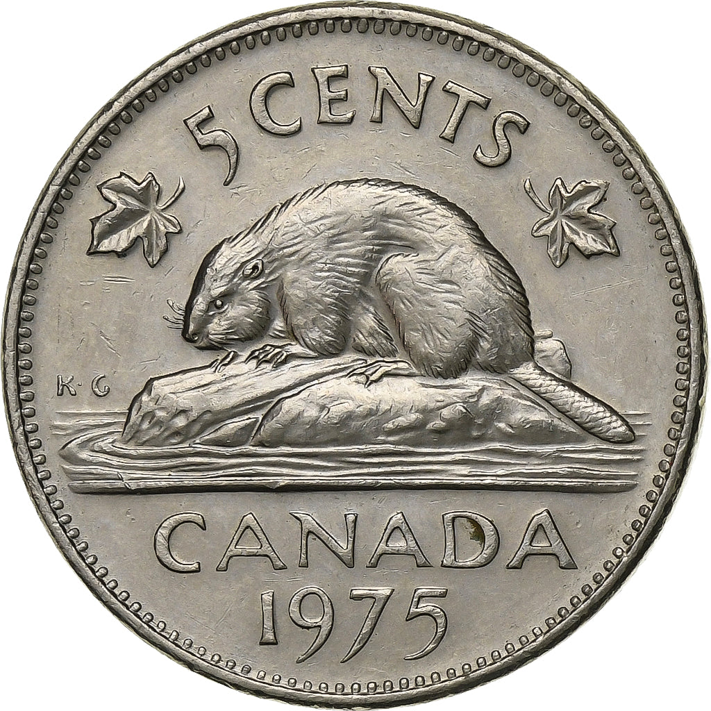 Kanada, Elizabeth II, 5 Cents, 1975, Ottawa, Nickel, VZ
