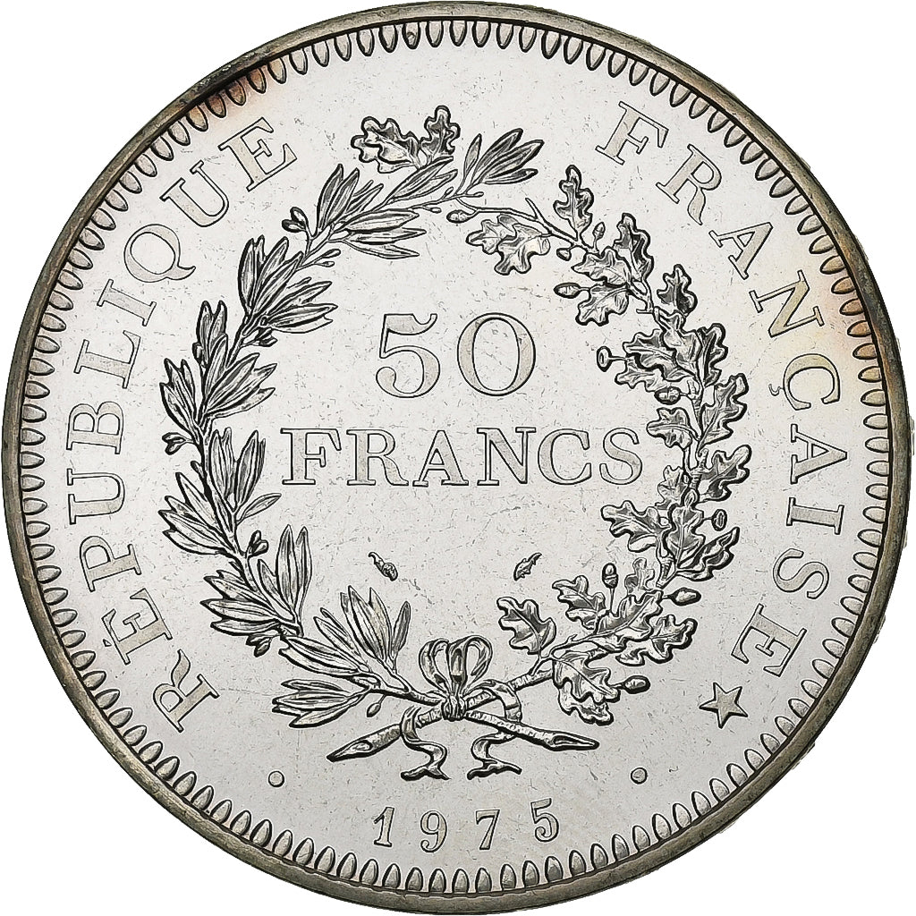 França, 50 Francs, Hercule, 1975, MDP, série FDC, Prata, MS(65-70)