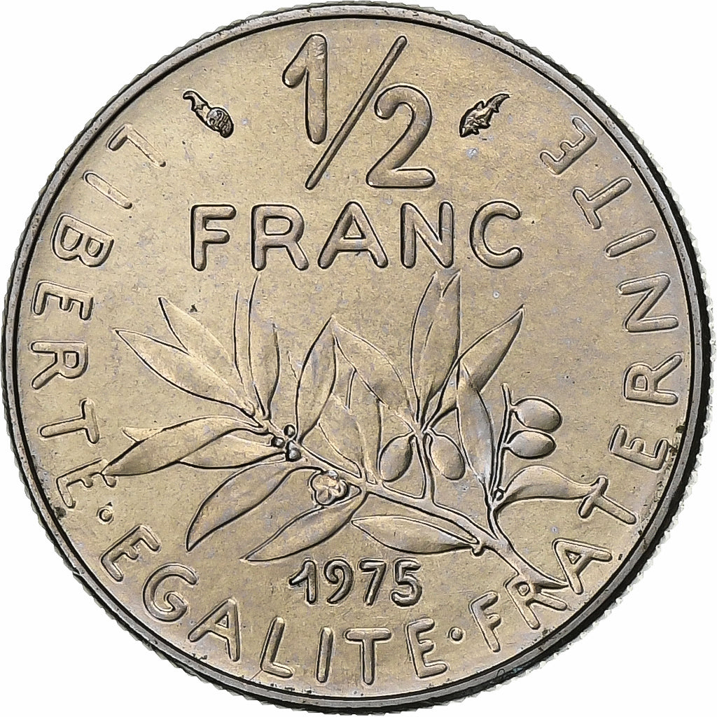 France, 1/2 Franc, Semeuse, 1975, MDP, série FDC, Nickel, MS(65-70)