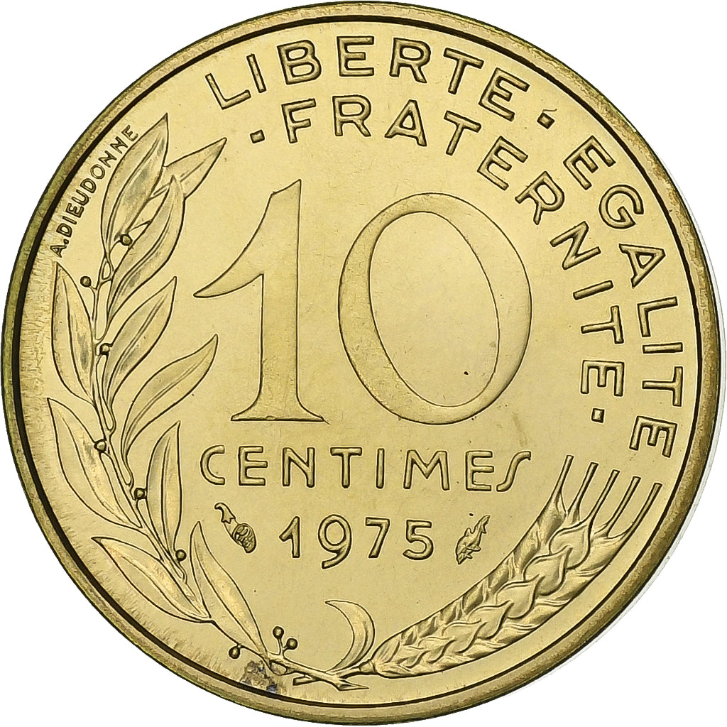 France, 10 Centimes, Marianne, 1975, MDP, série FDC, Bronze-Aluminium