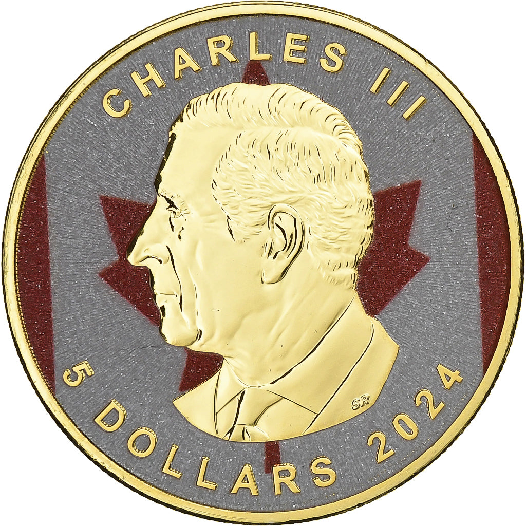 Canadá, Charles III, 5 Dollars, 2024, Ottawa, Colorized, Prata, MS(65-70)