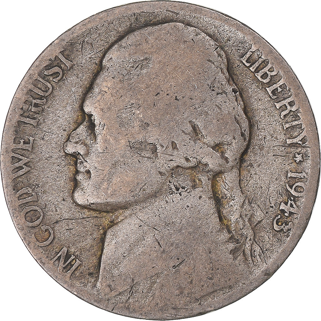 Monnaie, États-Unis, 5 Cents, 1943