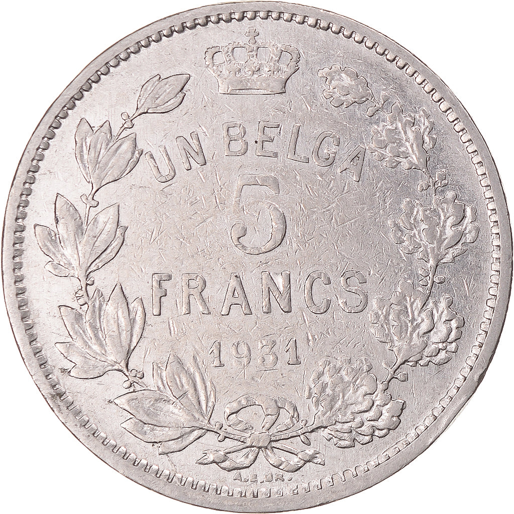 Monnaie, Belgique, 5 Francs, 5 Frank, 1931
