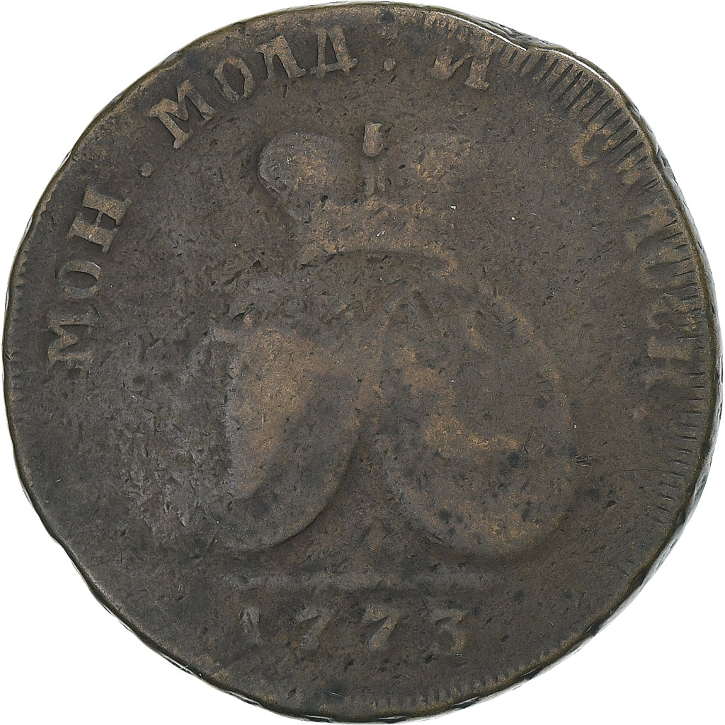 Valacchia, Catherine II, 2 Para 3 Kopeck, 1773, Sadagora, Bronzo, MB, KM:3