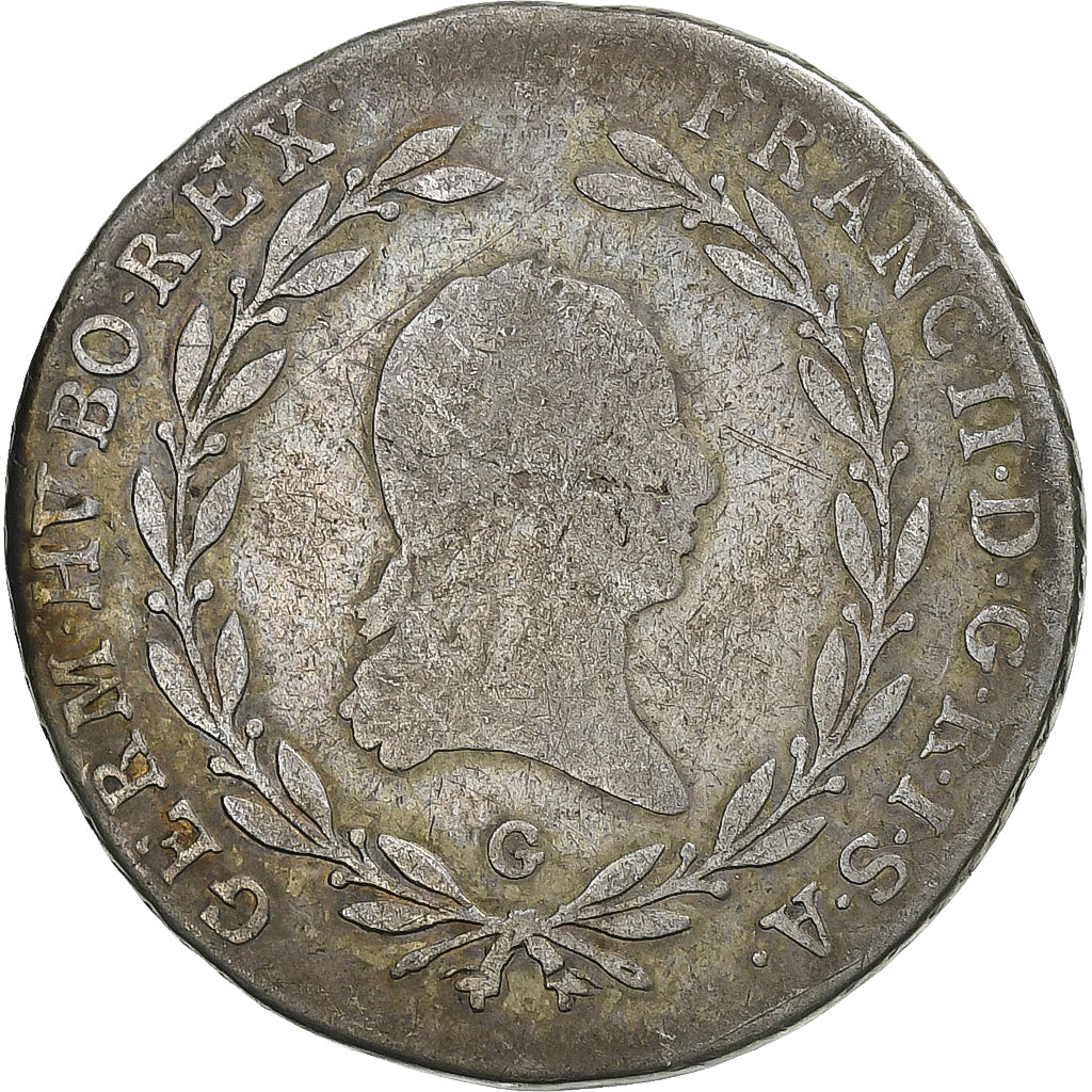 Áustria, Francis  II, 20 Kreuzer, 1804, Baia mare, Prata, VF(20-25), KM:2139