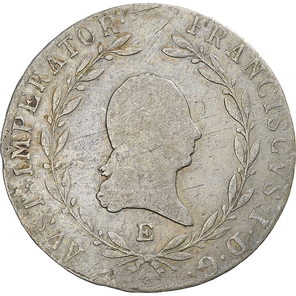 Austria, Francis I, 20 Kreuzer, 1824, Alba Iulia, Srebro, VF(20-25), KM:2143