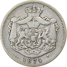 Romania, Carol I, 1 Leu, 1874, Brussels, Argento, MB, KM:10
