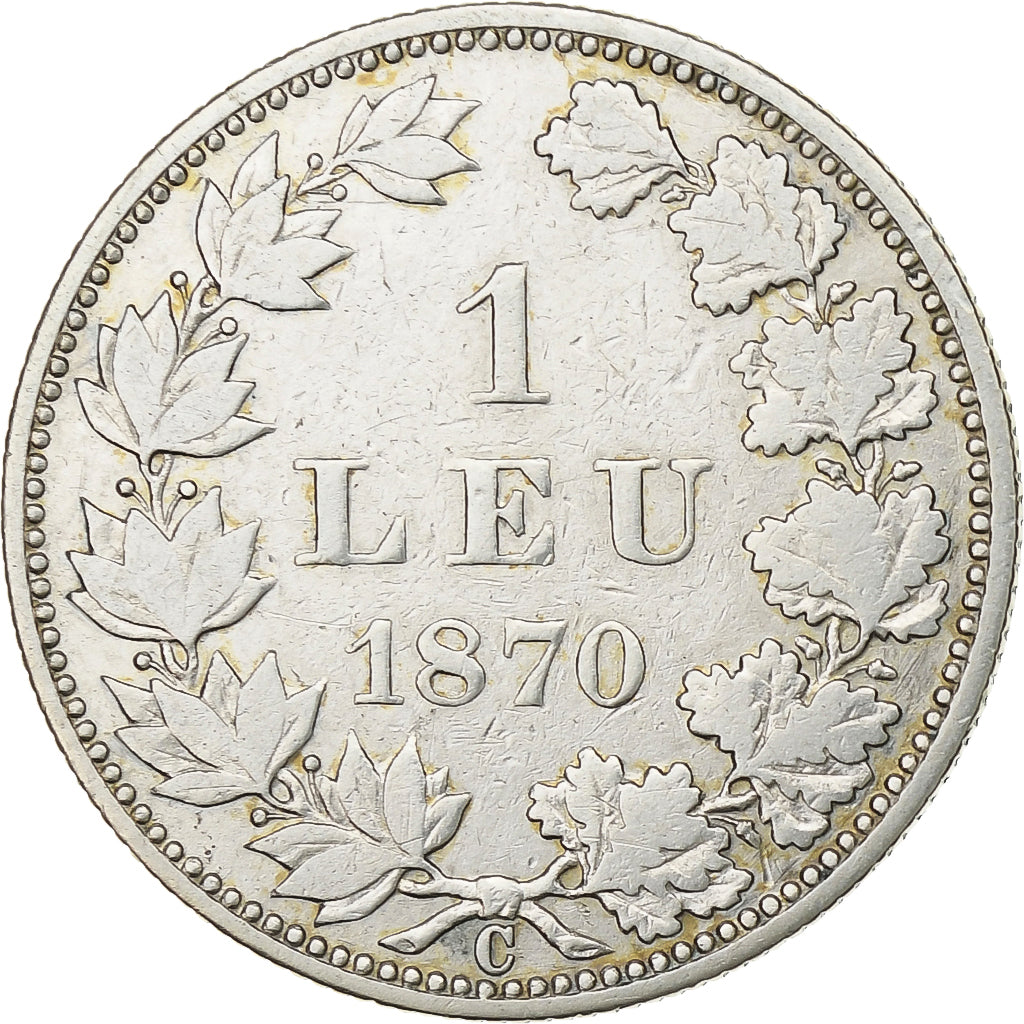 Romania, Carol I, 1 Leu, 1874, Brussels, Silver, VF(20-25), KM:10