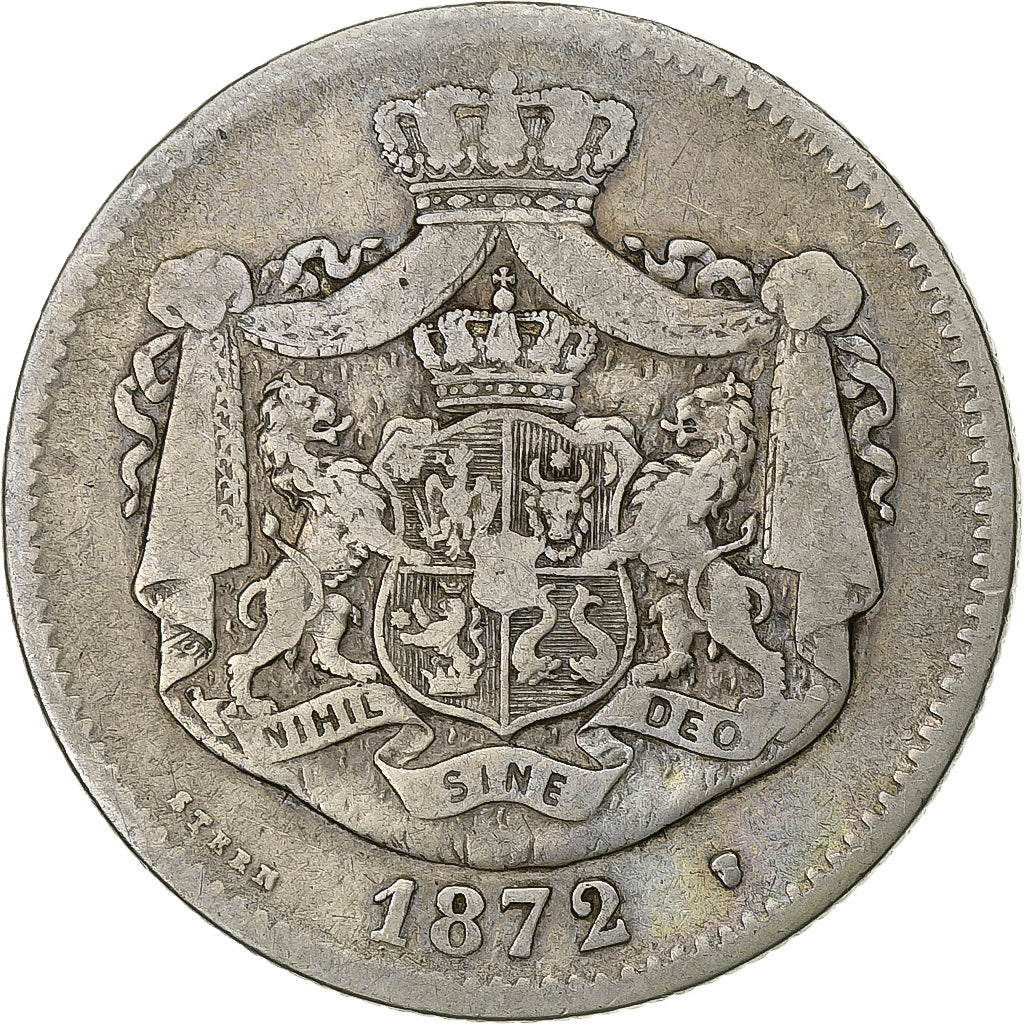 Romania, Carol I, 2 Lei, 1872, Brussels, Argento, MB, KM:8