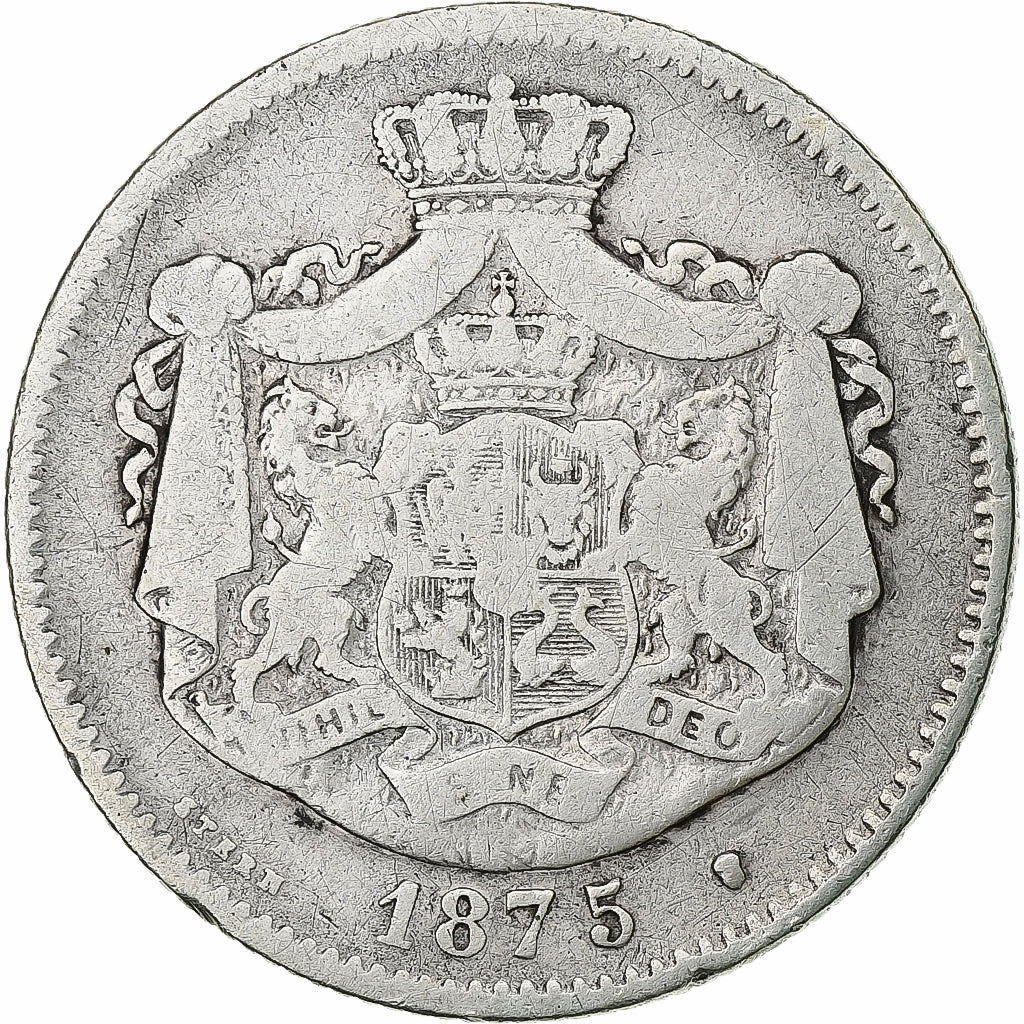 Romania, Carol I, 2 Lei, 1875, Brussels, Silver, VF(20-25), KM:8