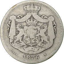 Romania, Carol I, 2 Lei, 1876, Brussels, Argento, MB, KM:8