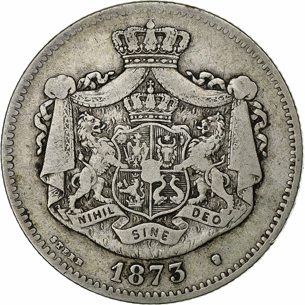 Romania, Carol I, 2 Lei, 1876, Brussels, Argento, MB, KM:8