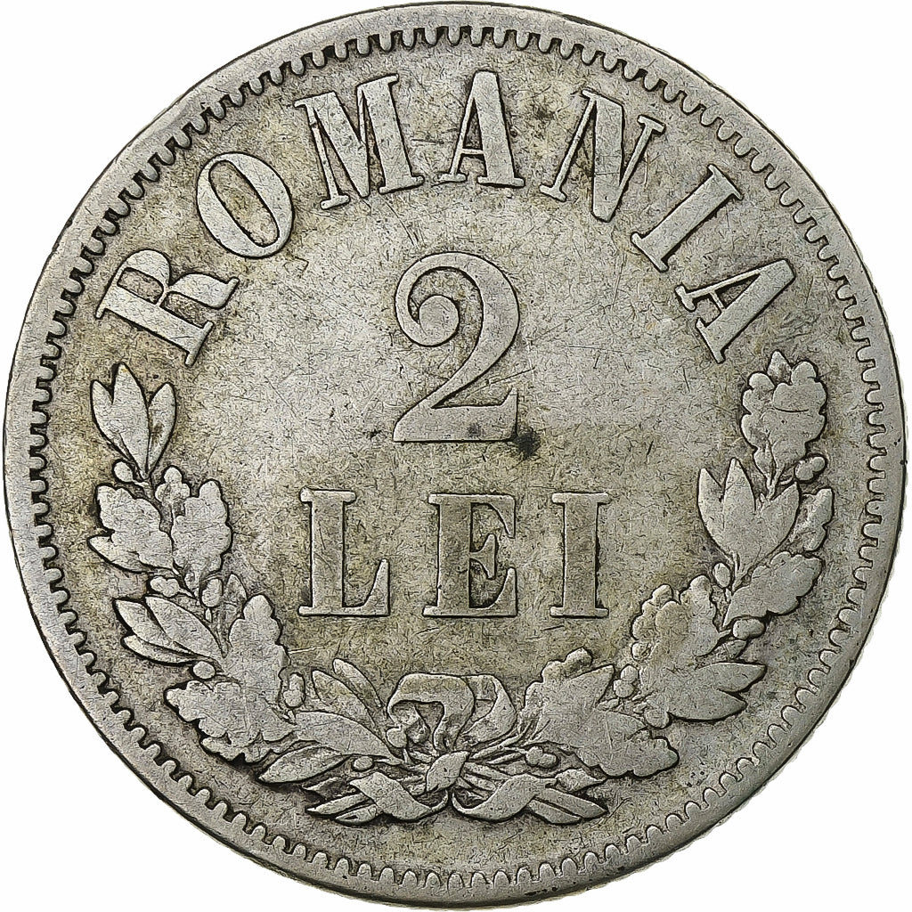 Romania, Carol I, 2 Lei, 1876, Brussels, Argento, MB, KM:8
