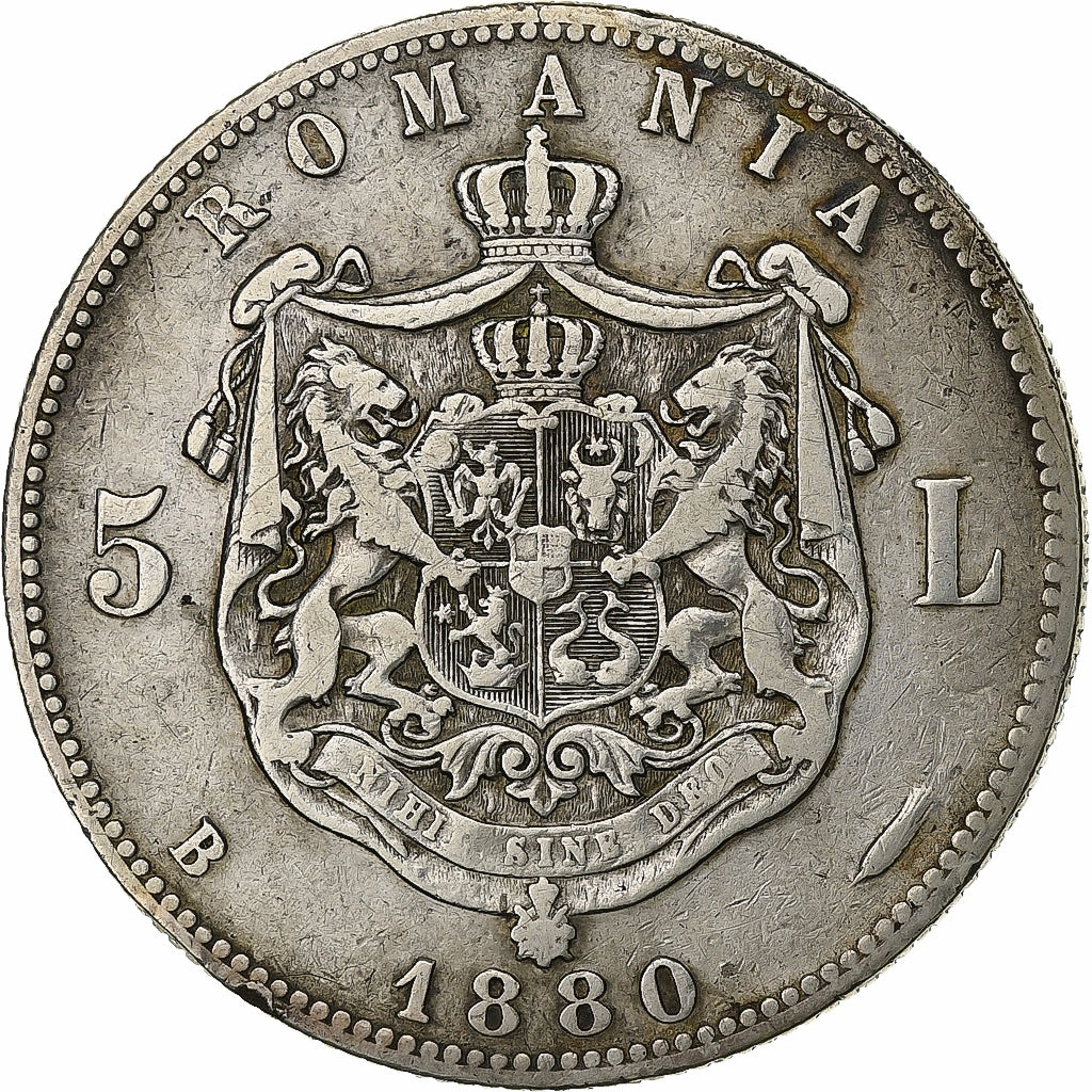 Romania, Carol I, 5 Lei, 1880, Bucarest, Silver, VF(30-35), KM:12