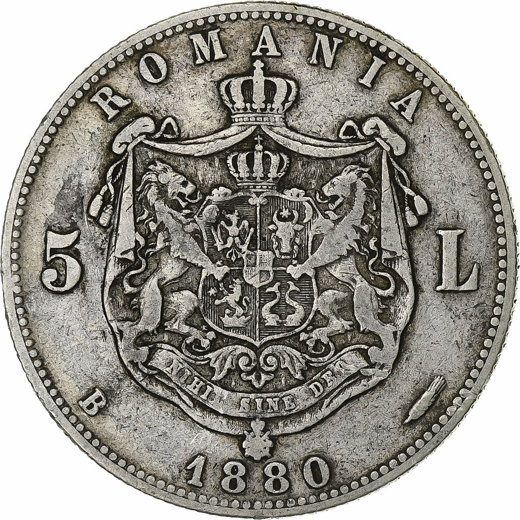 Romania, Carol I, 5 Lei, 1880, Bucarest, Silver, VF(30-35), KM:12