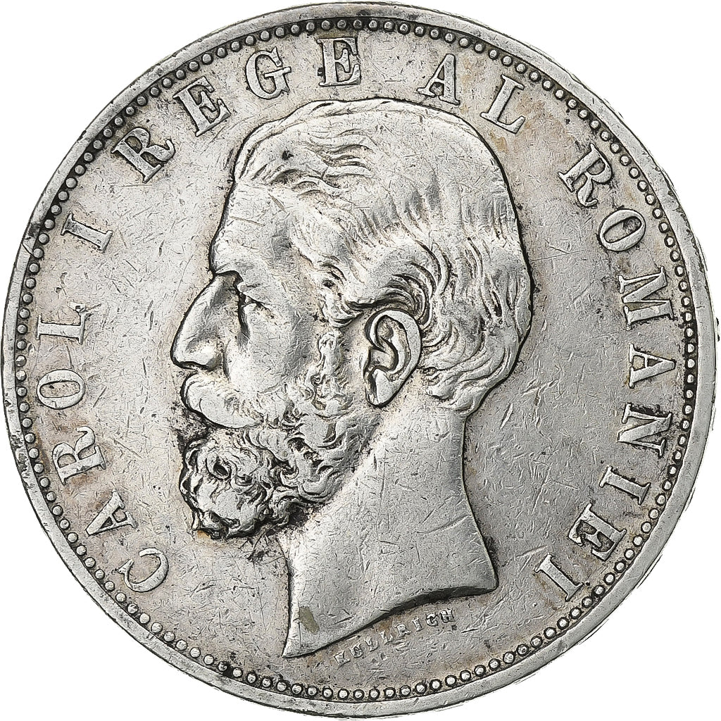 Romania, Carol I, 5 Lei, 1881, Bucarest, Silver, AU(50-53), KM:17