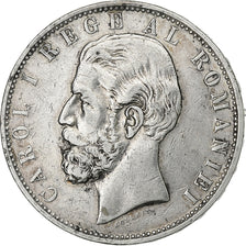 Romania, Carol I, 5 Lei, 1881, Bucarest, Silver, AU(50-53), KM:17