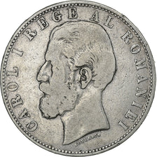 Romania, Carol I, 5 Lei, 1882, Bucarest, Silver, VF(20-25), KM:17