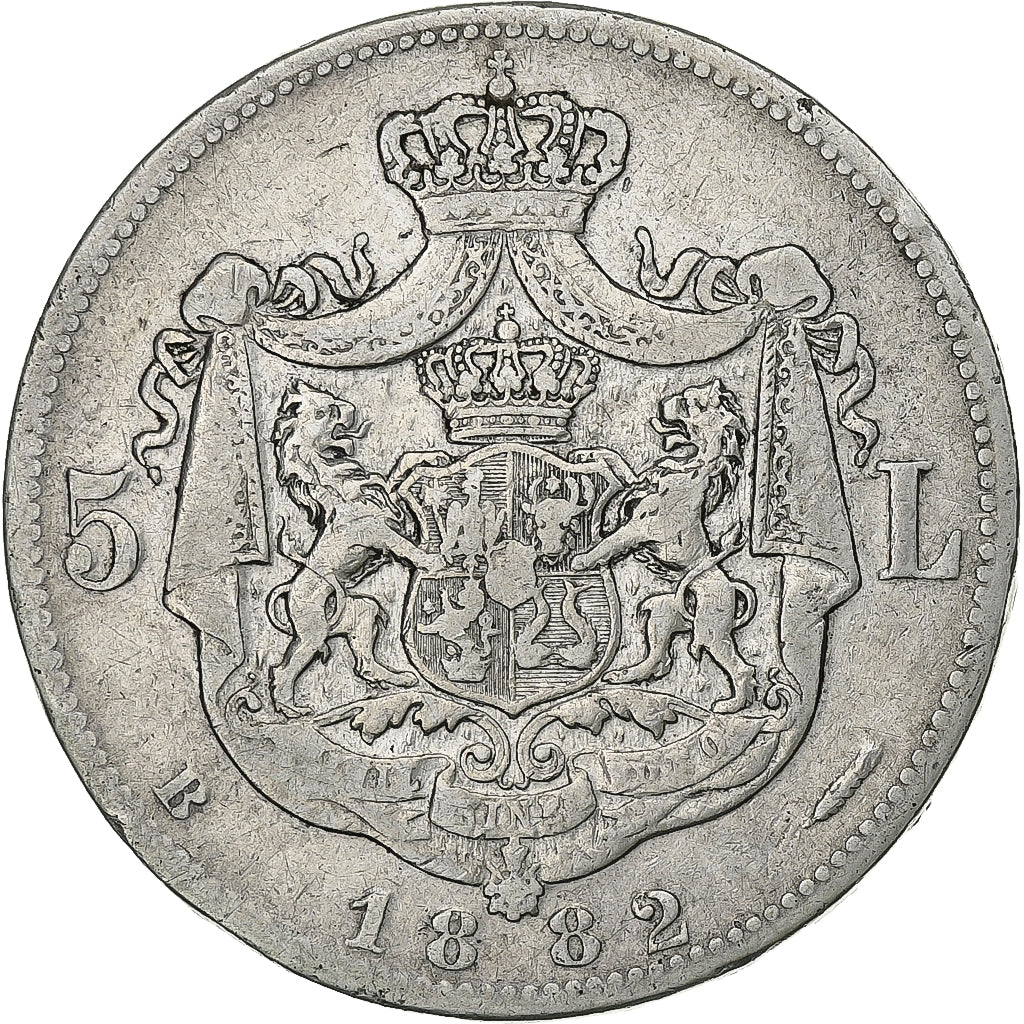 Romania, Carol I, 5 Lei, 1882, Bucarest, Silver, VF(20-25), KM:17