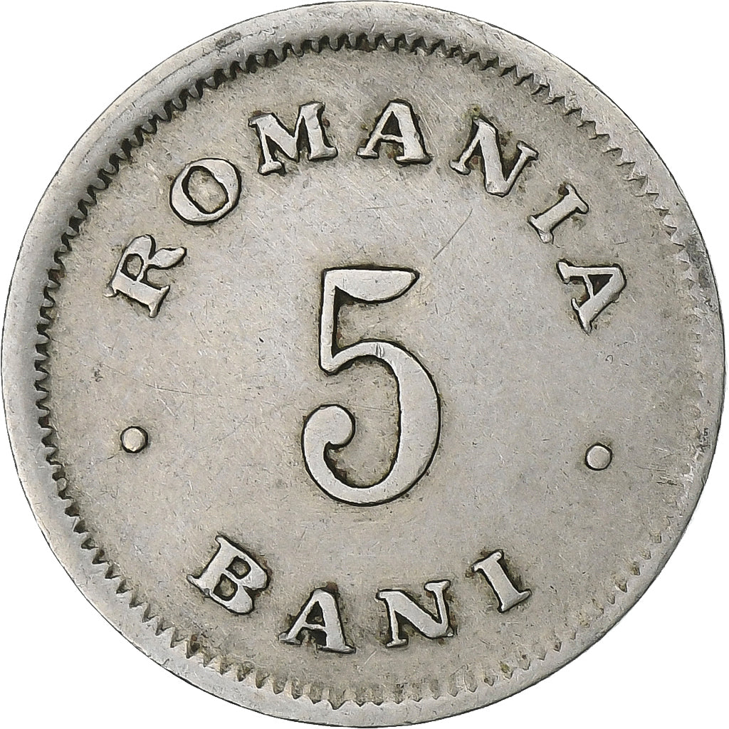 Romania, Carol I, 5 Bani, 1900, Brussels, Rame-nichel, MB+, KM:28