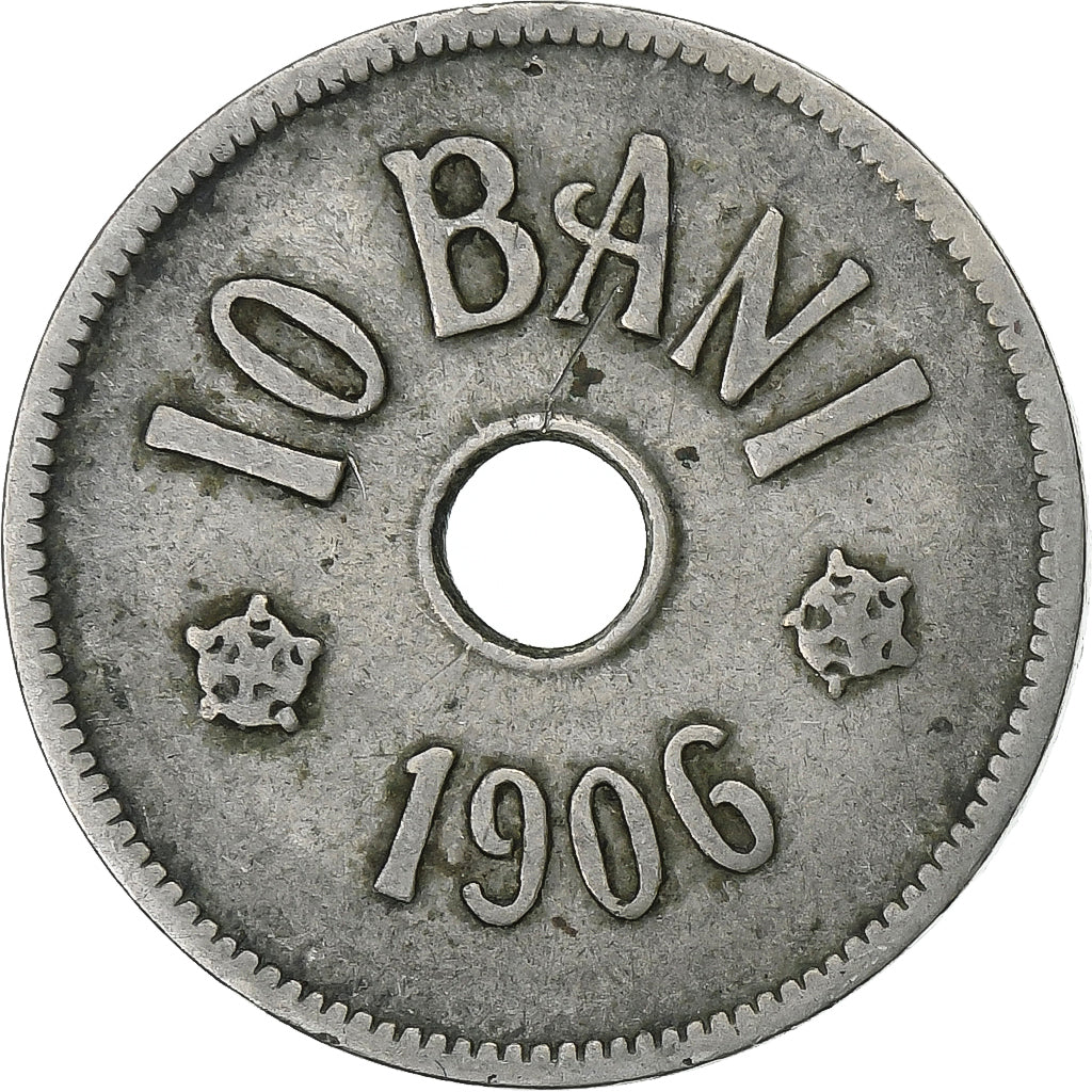 Rumanía, Carol I, 10 Bani, 1906, Hamburg, Cobre - níquel, BC+, KM:32