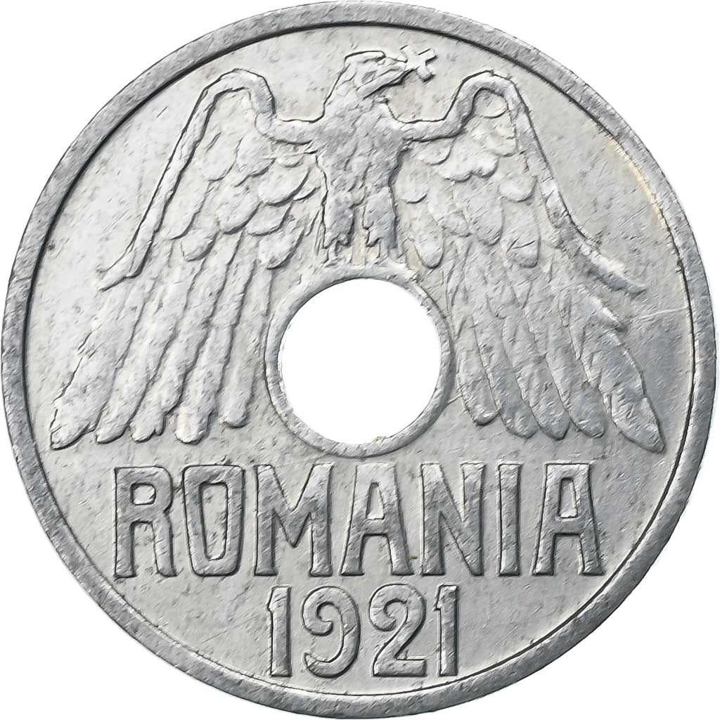 Rumanía, Ferdinand I, 25 Bani, 1921, Le Locle, Aluminio, MBC, KM:44