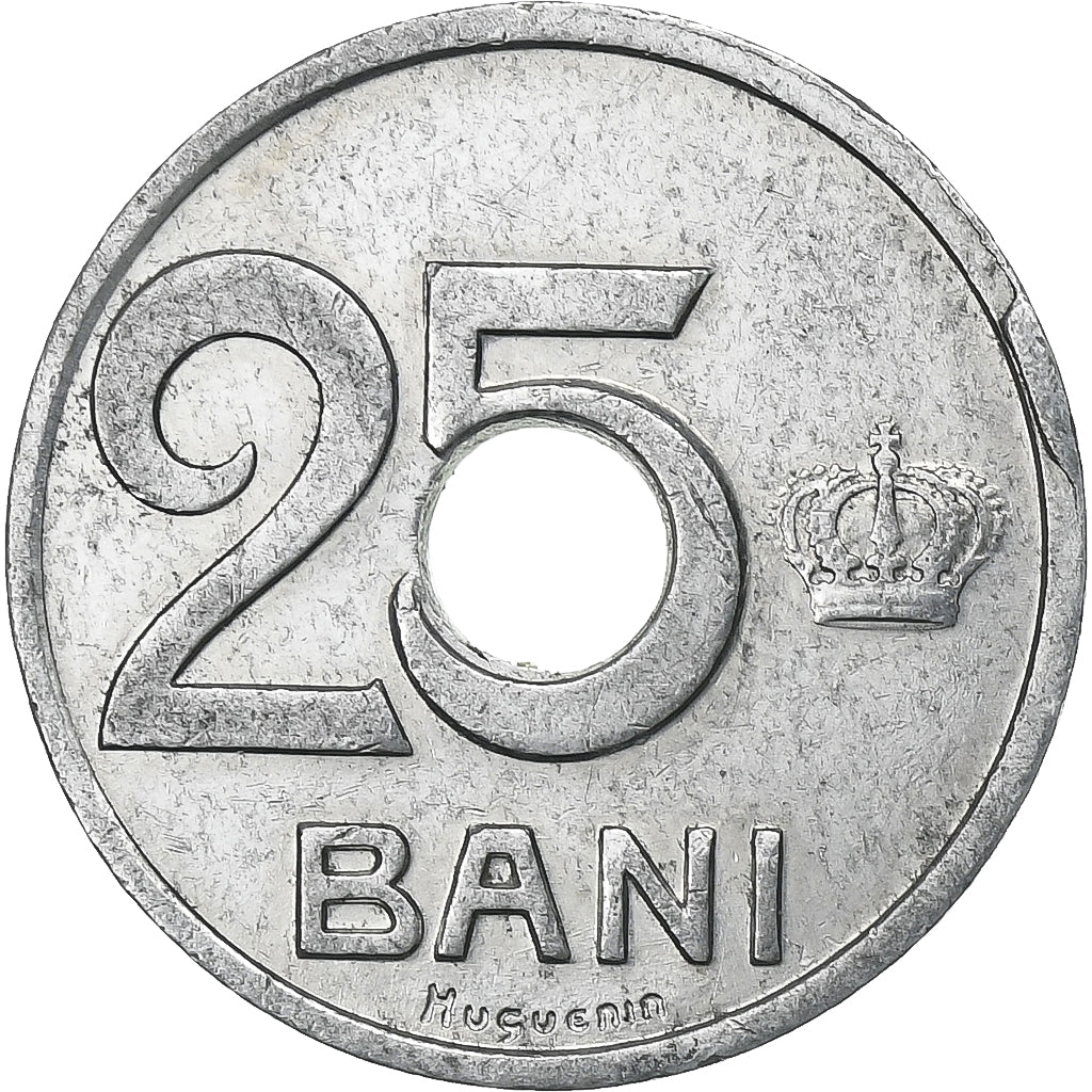 Rumanía, Ferdinand I, 25 Bani, 1921, Le Locle, Aluminio, MBC, KM:44