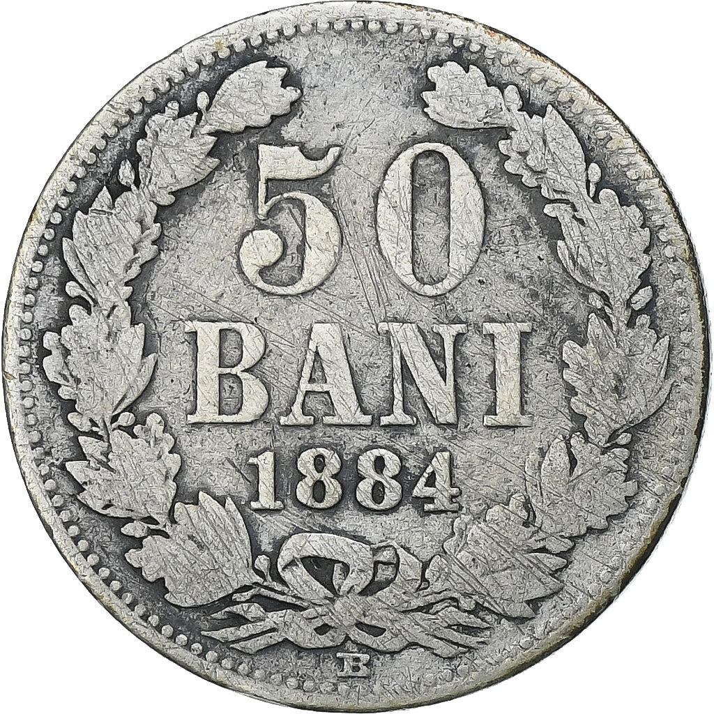 Romania, Carol I, 50 Bani, 1884, Bucarest, Silver, F(12-15), KM:21