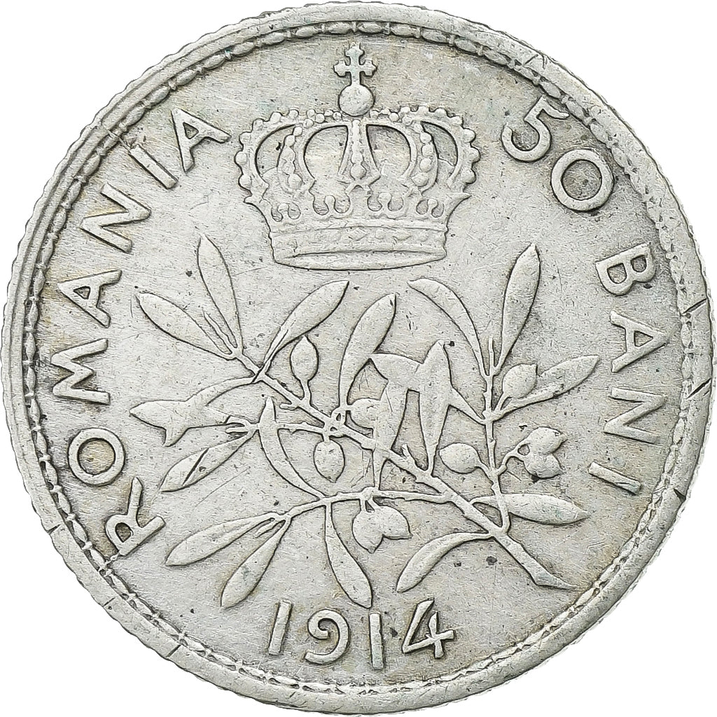 Romania, Carol I, 50 Bani, 1912, Brussels, Silver, EF(40-45), KM:41