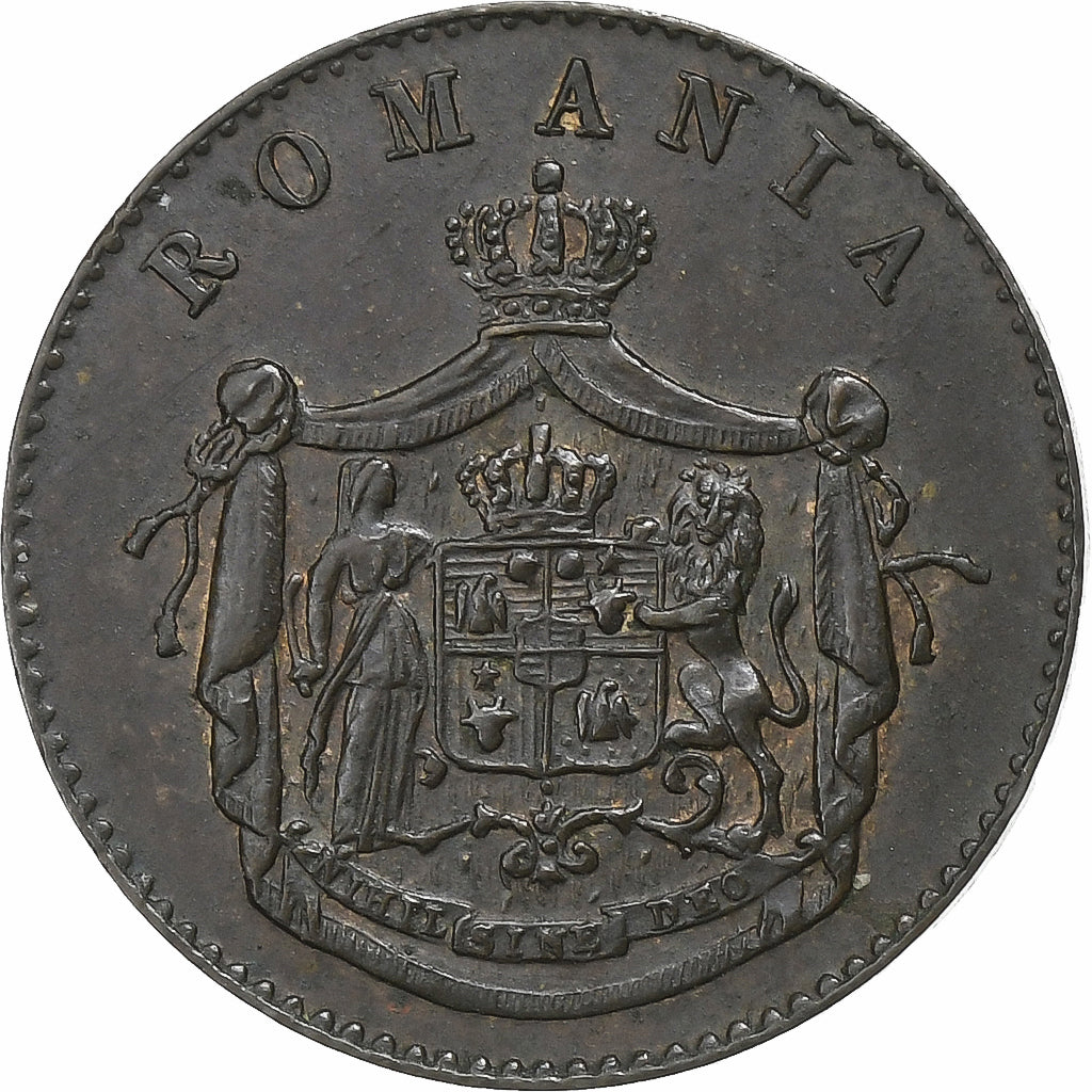 Romania, Carol I, Banu, 1867, Smethwick, Copper, AU(55-58), KM:1.2