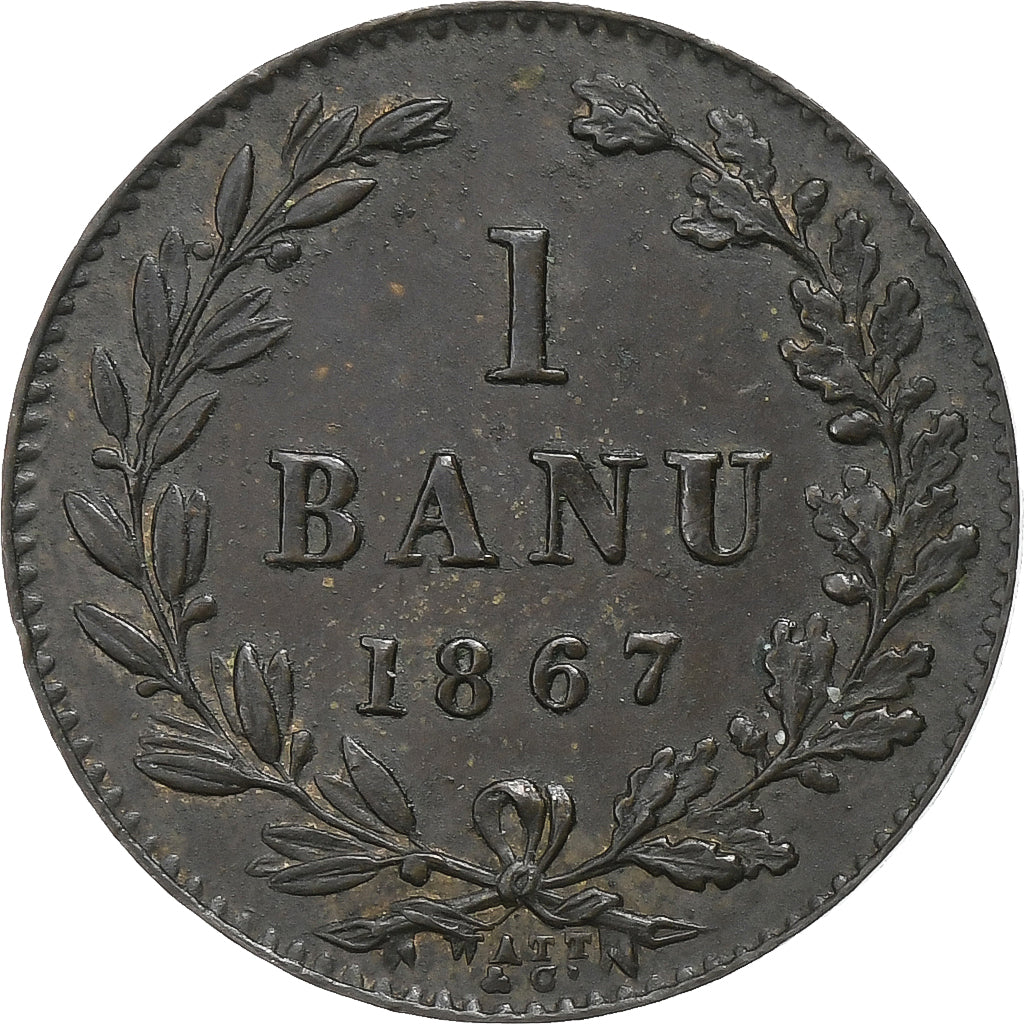 Romania, Carol I, Banu, 1867, Smethwick, Copper, AU(55-58), KM:1.2