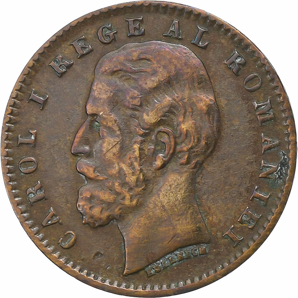 Rumanía, Carol I, 1 Ban, 1900, Bucarest, Cobre, MBC, KM:26
