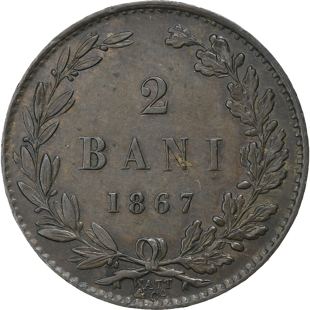 Romania, Carol I, 2 Bani, 1867, Smethwick, Rame, SPL-, KM:2.2