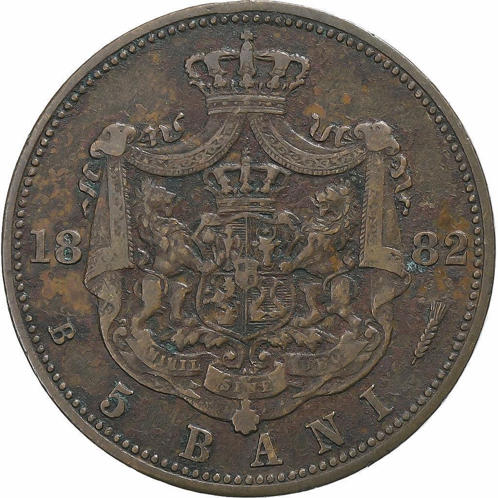 Rumanía, Carol I, 5 Bani, 1882, Bucarest, Cobre, BC+, KM:19