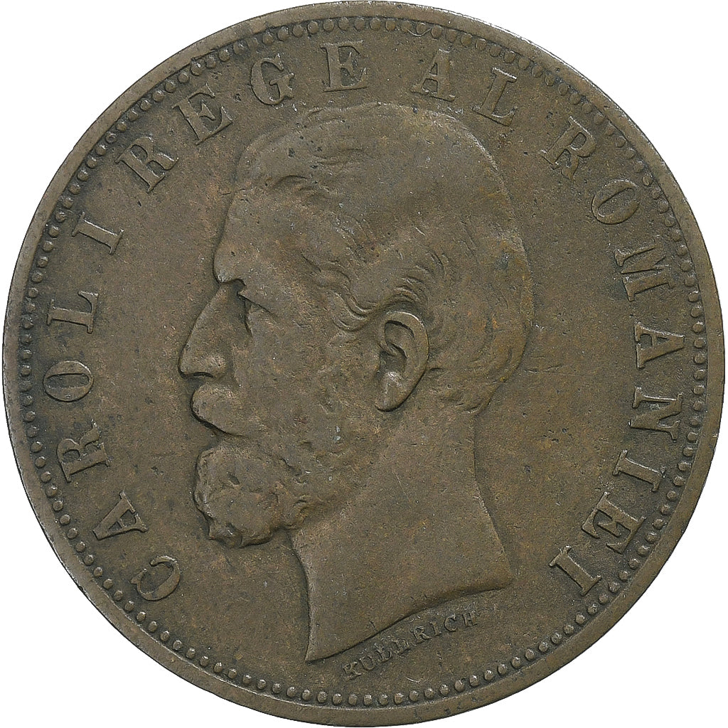 Rumanía, Carol I, 5 Bani, 1883, Bucarest, Cobre, BC+, KM:19