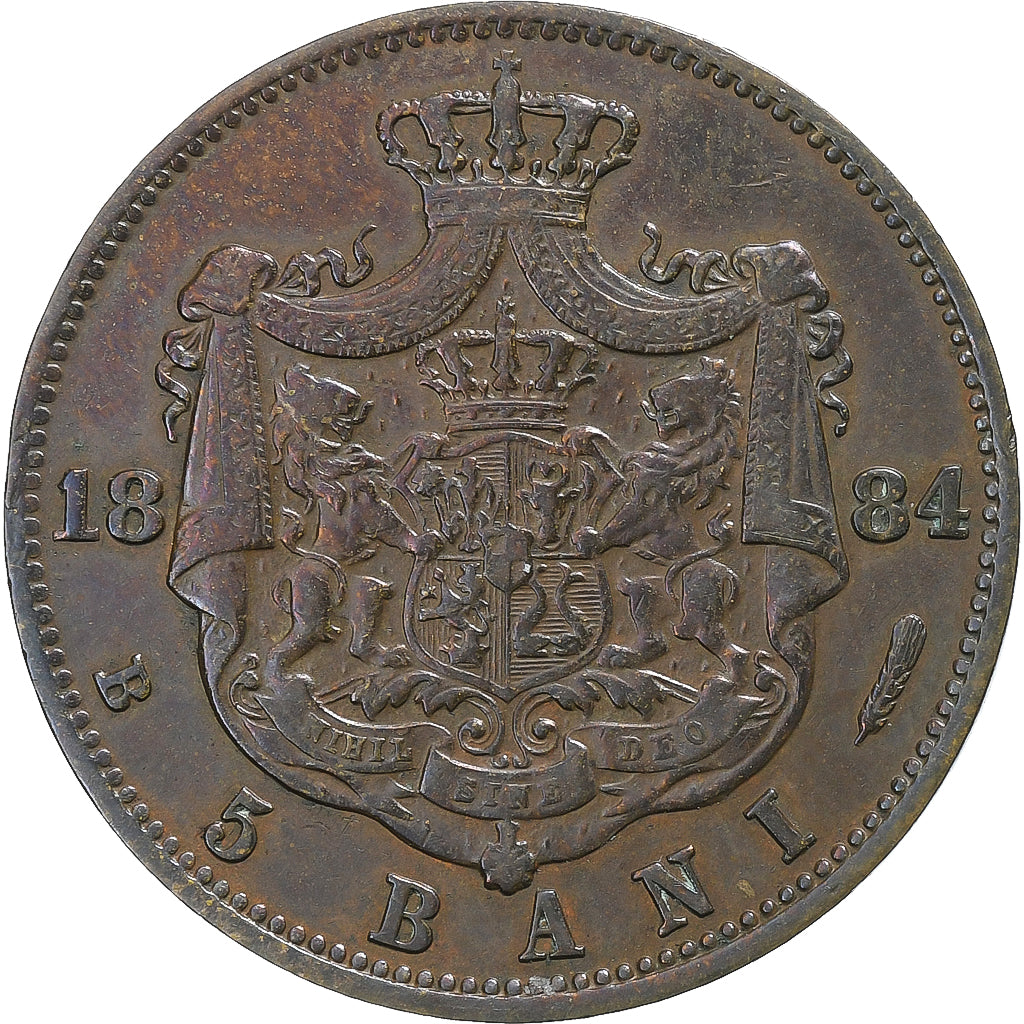 Rumanía, Carol I, 5 Bani, 1884, Bucarest, Cobre, MBC+, KM:19