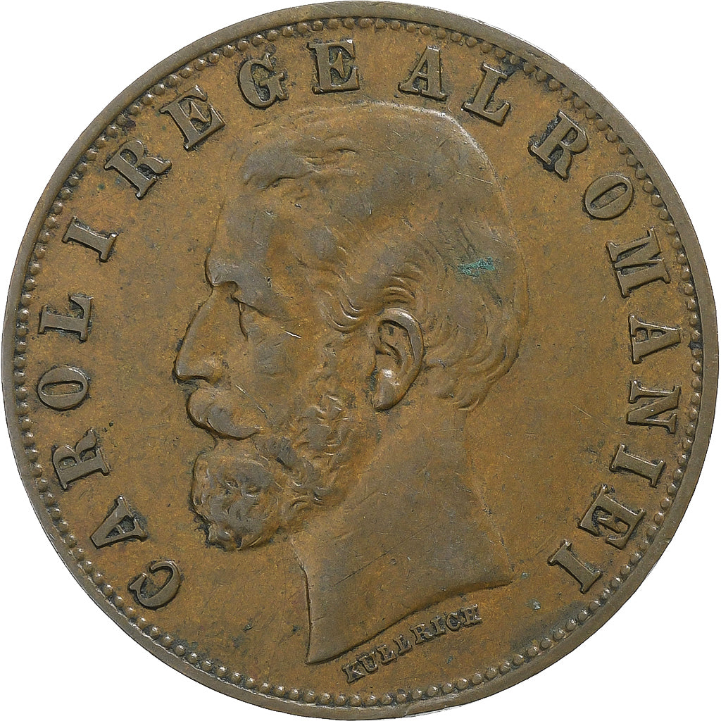 Roménia, Carol I, 5 Bani, 1885, Bucarest, Cobre, EF(40-45), KM:19