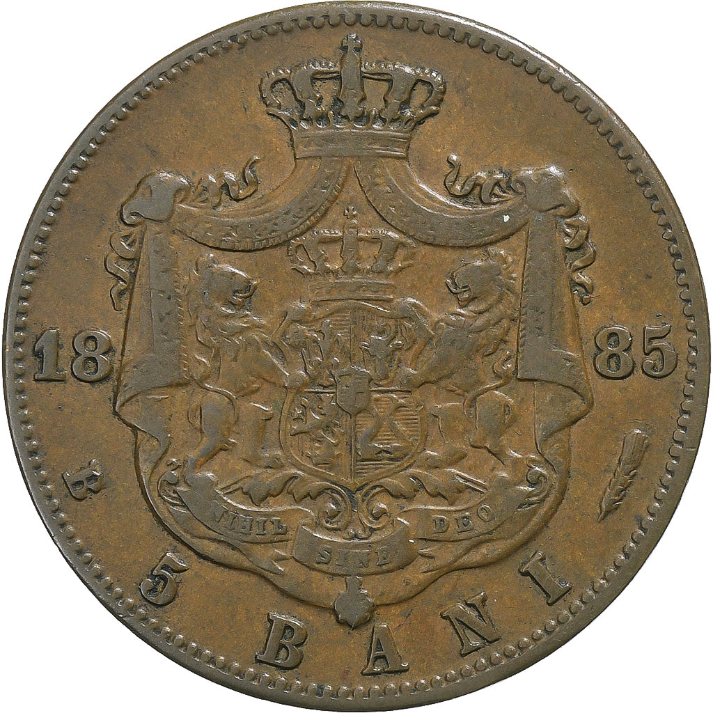 Roménia, Carol I, 5 Bani, 1885, Bucarest, Cobre, EF(40-45), KM:19