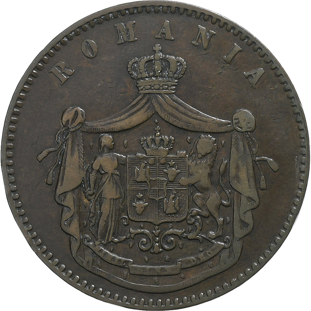 Romania, Carol I, 10 Bani, 1867, Smethwick, Rame, MB, KM:4