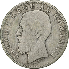 Roumanie, Carol I, 1 Leu, 1885, Bucarest, Rare, Argent, B+, KM:22