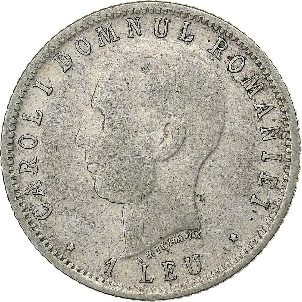 Romania, Carol I, 1 Leu, 40th Anniversary of reign, 1906, Brussels, Silver