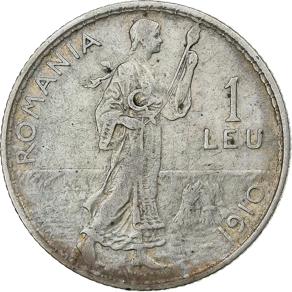 Romania, Carol I, 1 Leu, 1910, Silver, VF(30-35), KM:42