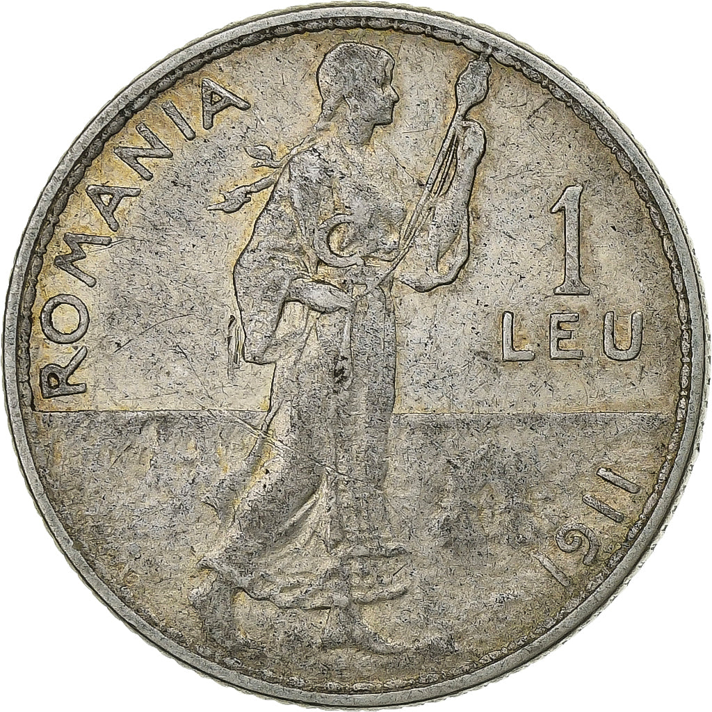Rumunia, Carol I, 1 Leu, 1911, Hamburg, Srebro, VF(30-35), KM:42